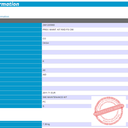 2901205900 GENUINE PREV. MAINT. KIT RXD FS C90